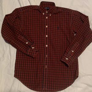 Sz M(12-14) POLO Ralph Lauren Boys Red Plaid Holiday Shirt Button Down.